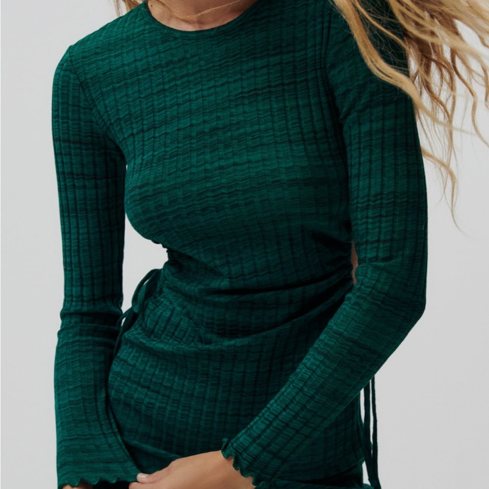 Zara once used Teal Long Sleeve cutout midi Dress - Picture 6 of 6